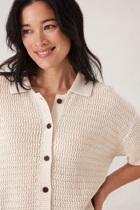 Boxy Button Through Knit - Ecru