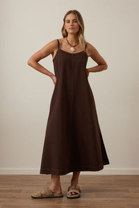 Remy Strappy Midi Dress - Chocolate