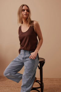 Bloom Slouchy Scoop Tank - Chocolate