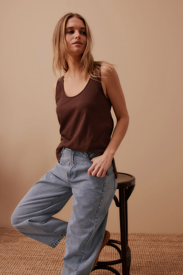 Bloom Slouchy Scoop Tank - Chocolate