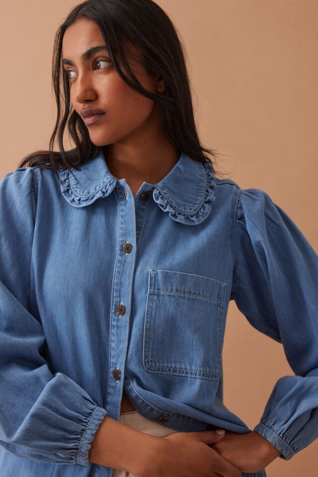 Savannah Denim Shirt - Vintage Blue