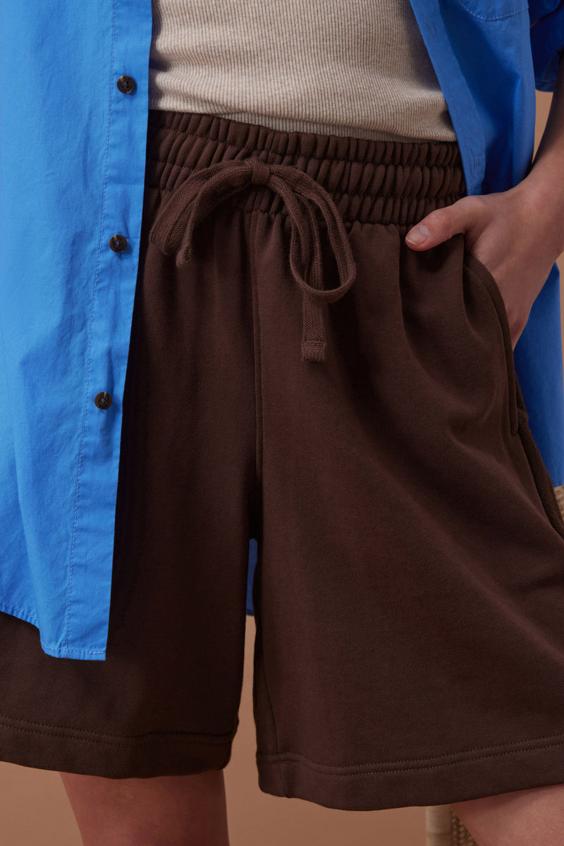 Lulu Reverse Panel Short - Chocolate