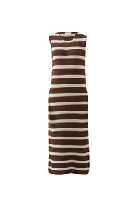 Margot Mesh Knit Tank Midi Dress/Choc Stripe