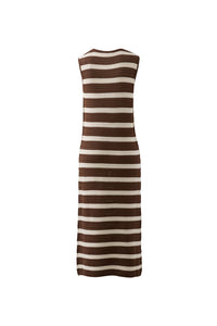 Margot Mesh Knit Tank Midi Dress/Choc Stripe