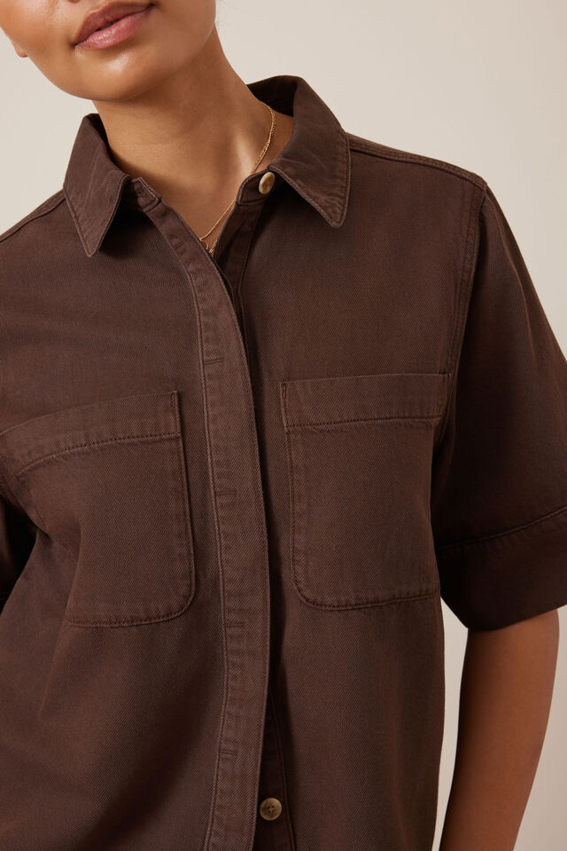 Noa Short Sleeve Shirt - Chocolate