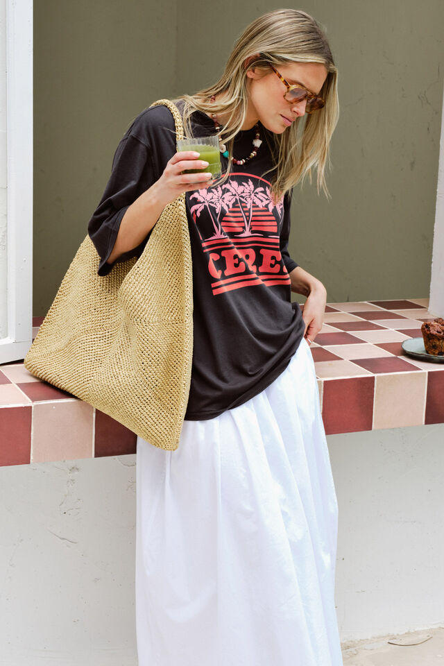 Liv Oversized Tee - Phantom/Ceres Sunset Palms