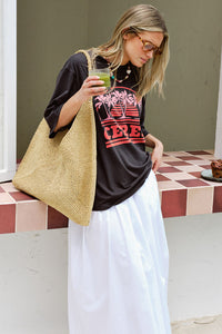 Liv Oversized Tee - Phantom/Ceres Sunset Palms