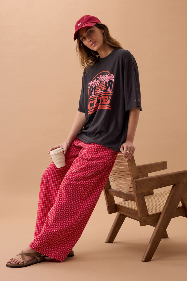 Liv Oversized Tee - Phantom/Ceres Sunset Palms