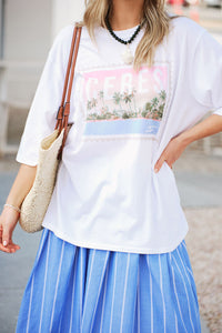 Liv Oversized Tee - White/Ceres Holiday Stamp