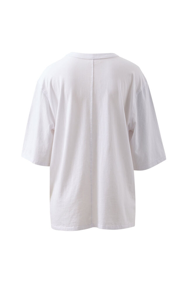Liv Oversized Tee - White/Coastal Leaves