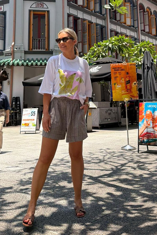 Liv Oversized Tee - White/Coastal Leaves