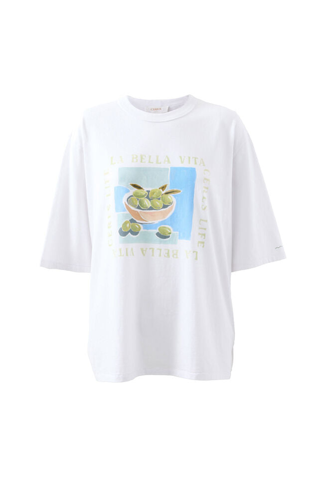 Liv Oversized Tee - White/La Belle Vita