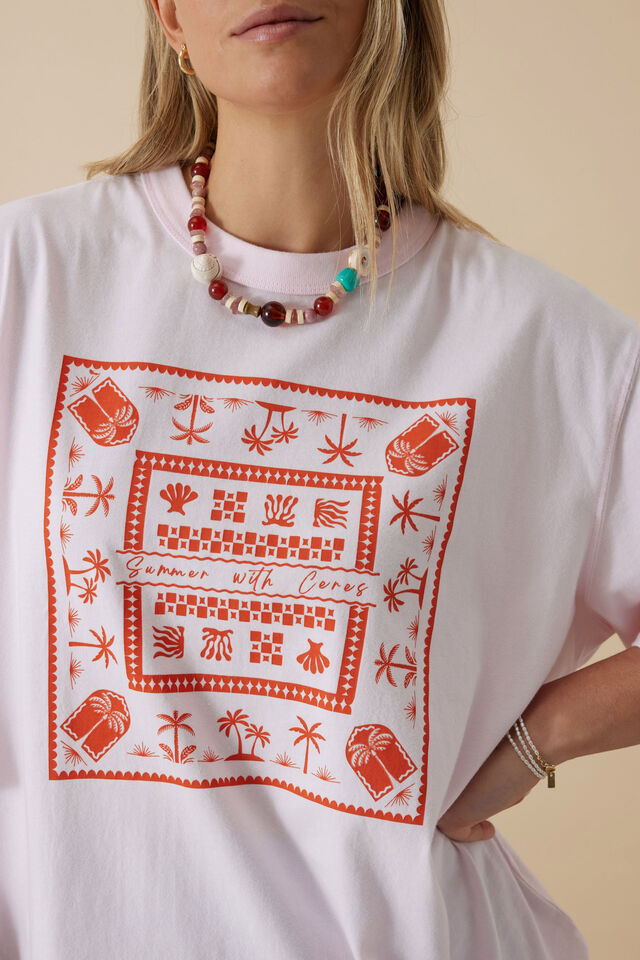 Liv Oversized Tee - Sunfaded Tint/Island Scarf Print