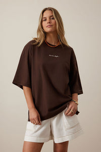 Liv Oversized Tee - Chocolate/Ceres Script