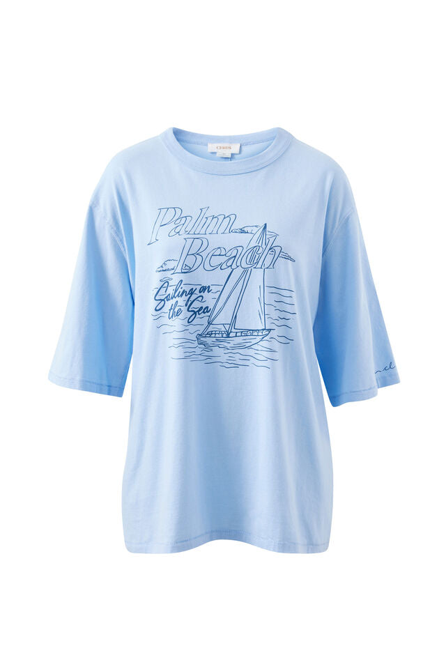 Liv Oversized Tee - China Blue/Palm Beach
