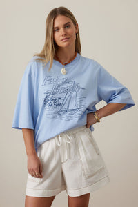 Liv Oversized Tee - China Blue/Palm Beach
