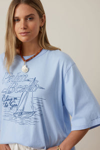 Liv Oversized Tee - China Blue/Palm Beach