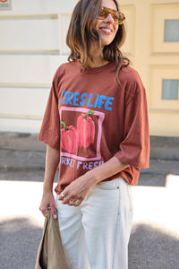 Liv Oversized Tee - Ginger/Farmers Market
