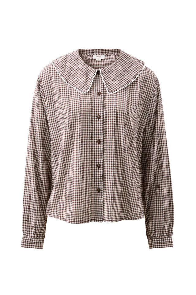 Alice Collared Top - Choc Gingham