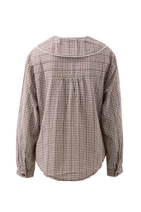 Alice Collared Top - Choc Gingham