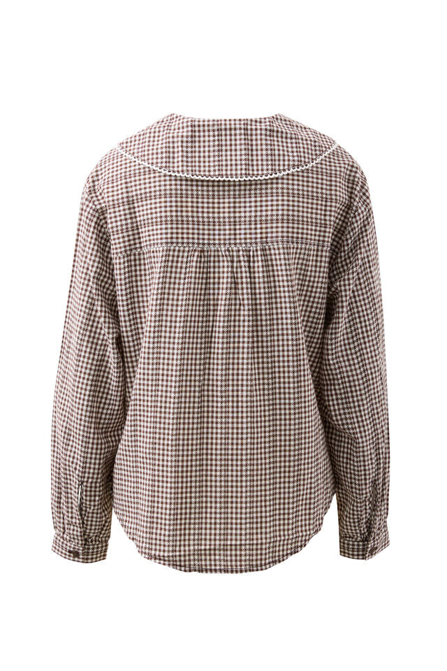 Alice Collared Top - Choc Gingham