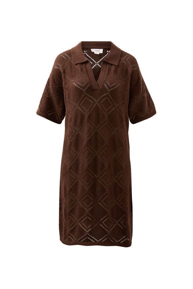 Daisy Diamond Knit Mini Dress - Chocoalte