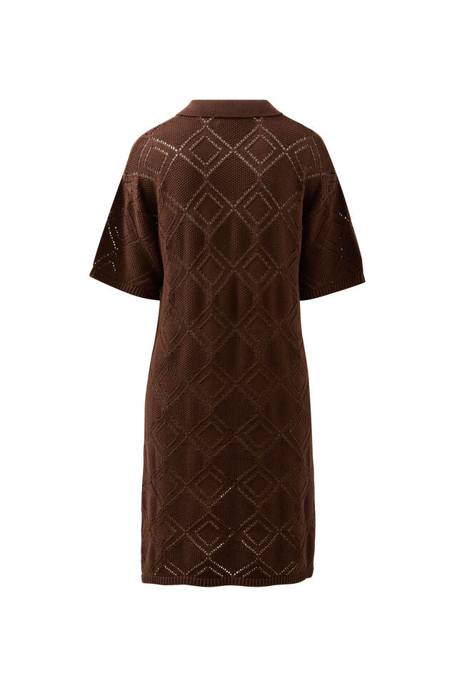Daisy Diamond Knit Mini Dress - Chocoalte