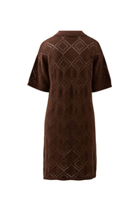 Daisy Diamond Knit Mini Dress - Chocoalte