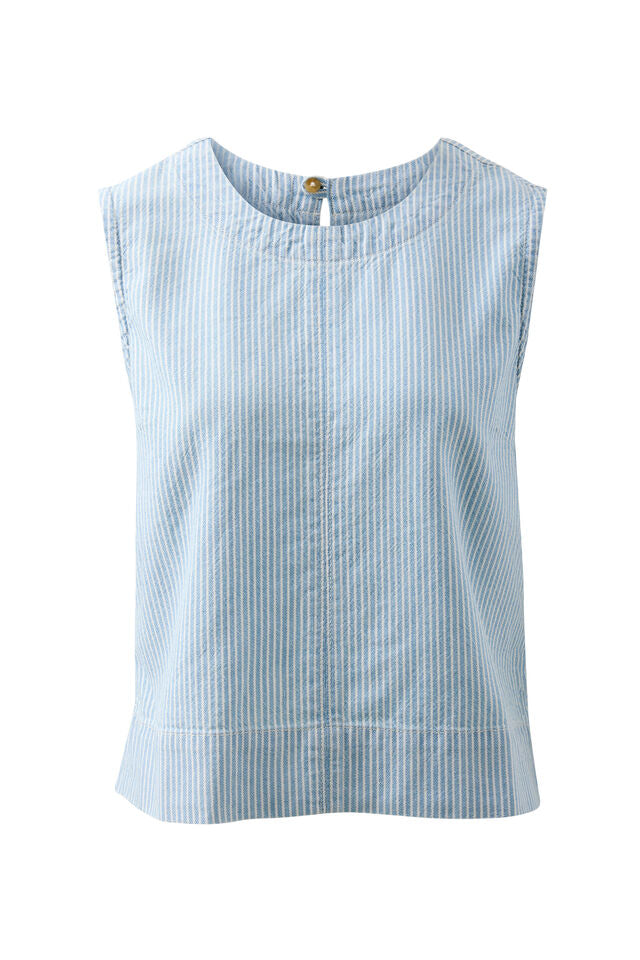 Maddy Shell Top - Indigo White Stripe