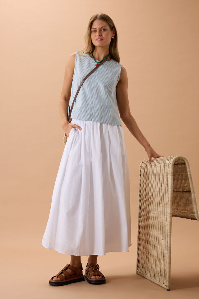 Maddy Shell Top - Indigo White Stripe