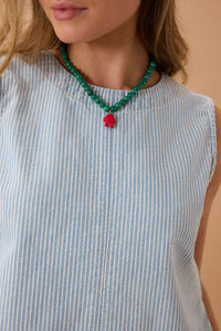 Maddy Shell Top - Indigo White Stripe