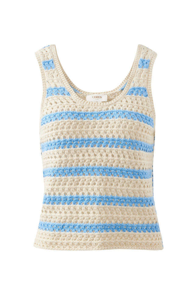 Talulah Knit Tank - Powder Blue Stripe