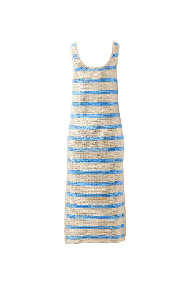 Talulah Knit Tank Midi Dress - Powder Blue Stripe