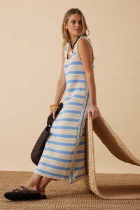 Talulah Knit Tank Midi Dress - Powder Blue Stripe