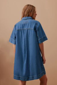 Ava Short Sleeve Mini Dress - Fresh Indigo