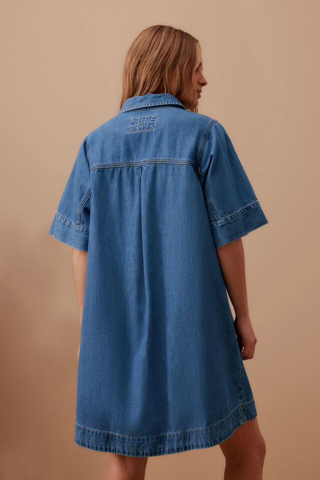 Ava Short Sleeve Mini Dress - Fresh Indigo