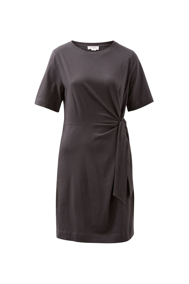 Agnes Tie Mini Tee Dress - Phantom