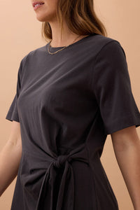 Agnes Tie Mini Tee Dress - Phantom