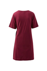 Agnes Tie Mini Tee Dress - Pomegranate