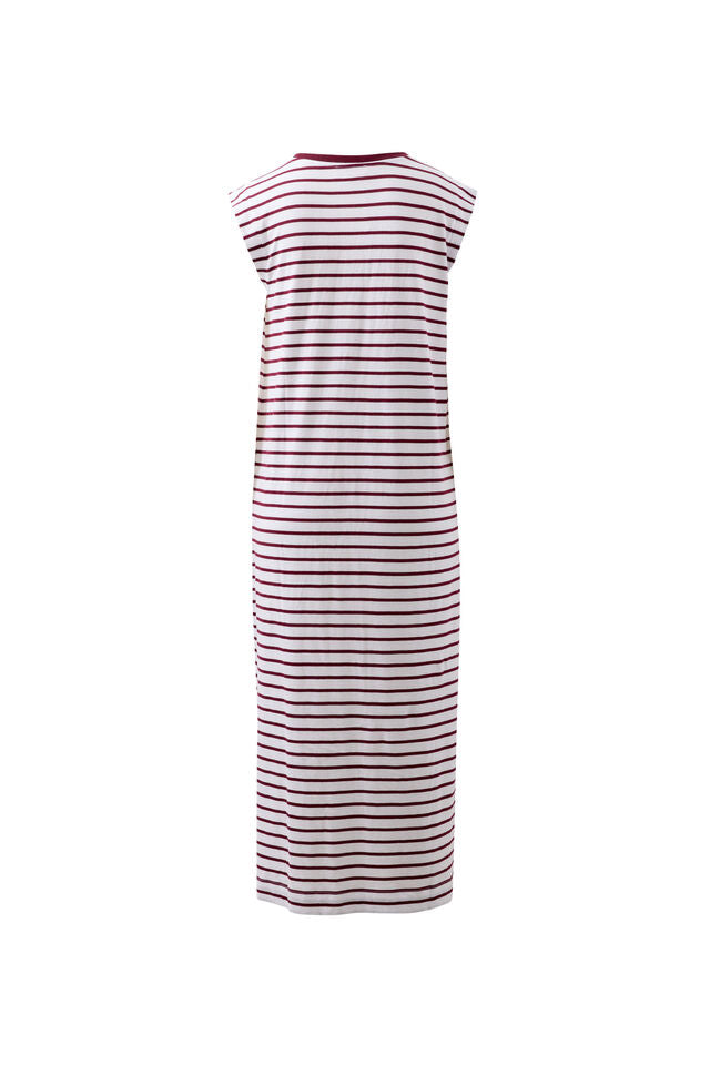 Paloma Dress - White/Pomegranate Stripe
