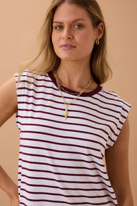 Paloma Dress - White/Pomegranate Stripe