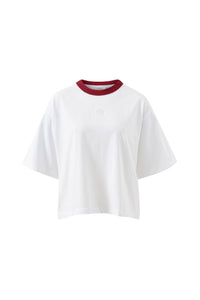 Phoebe Premium Tee - White/Burgundy
