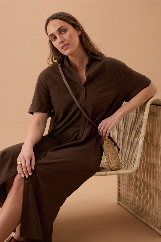 Hanna Midi Shirt Dress - Chocolate