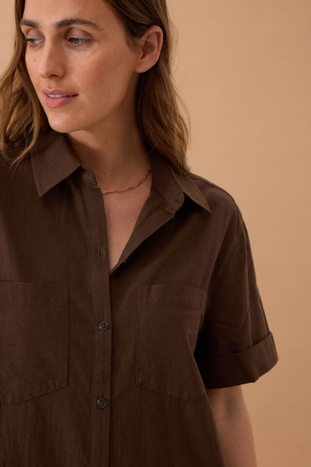 Hanna Midi Shirt Dress - Chocolate