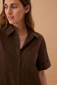 Hanna Midi Shirt Dress - Chocolate