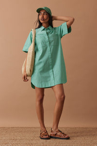 Sara Mini Shirt Dress - Zesty Triple Stripe
