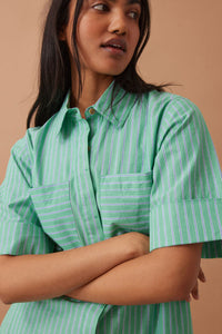 Sara Mini Shirt Dress - Zesty Triple Stripe