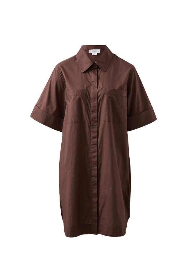 Sara Mini Shirt Dress - Chocolate