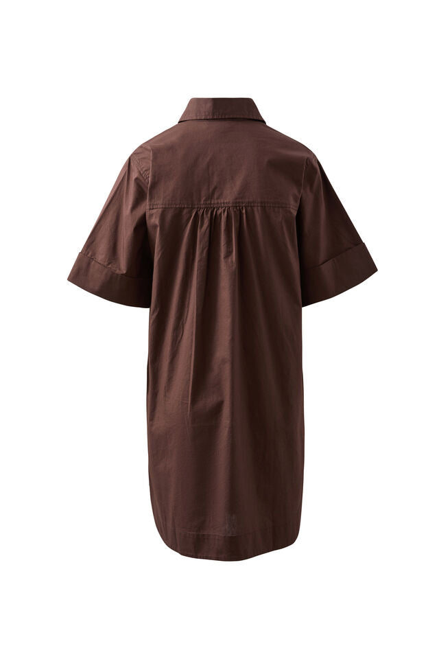 Sara Mini Shirt Dress - Chocolate