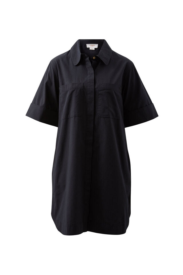 Sara Mini Shirt Dress - Black